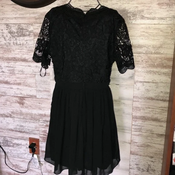 Angel in Disguise Black Lace Skater Dress black flowy mini dress size medium​​​